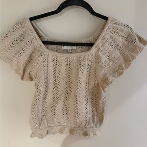 Cream Knit Short Sleeve Top